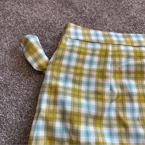 Cider Yellow White Plaid Bow Side Midi Skirt Women’s Plus Size 2X Twee Academia - Picture 11 of 16